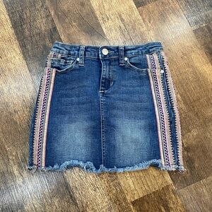 Joe’s Jeans Girls Denim Skirt Frayed Hem Rainbow Trim 6X